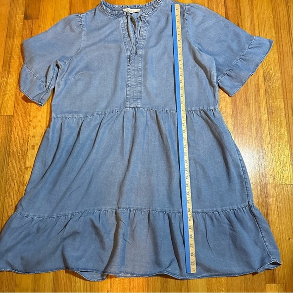 LOFT - Women’s XLL Chambray Ruffle Tie Neck Tiered Swing Dress (a4 - Picture 4 of 8